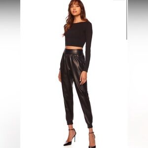 NWT Susana Monaco faux leather joggers black XS dressy casual fun